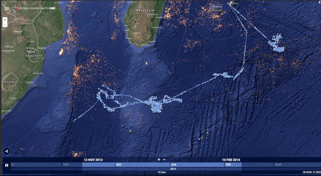 Trajectoire Navires -GFW